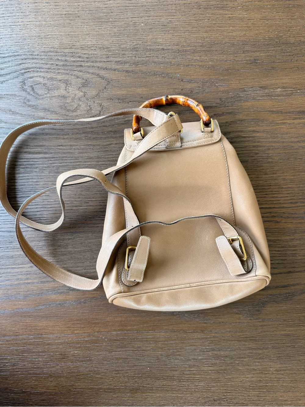 Gucci Tan Bamboo-Accent Mini Backpack